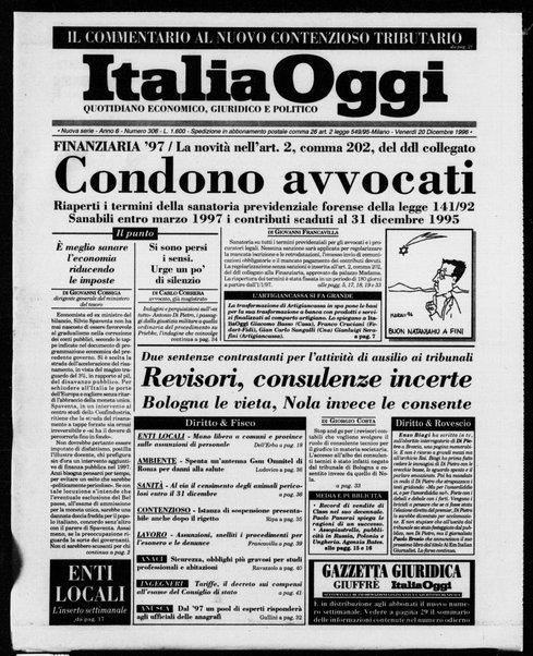 Italia oggi : quotidiano di economia finanza e politica